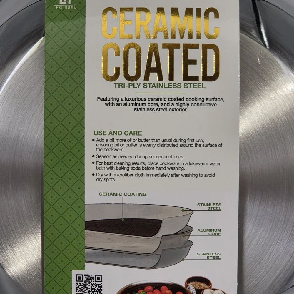 Lexi Home Ceramic Coated TriPly Stainless Steel 8